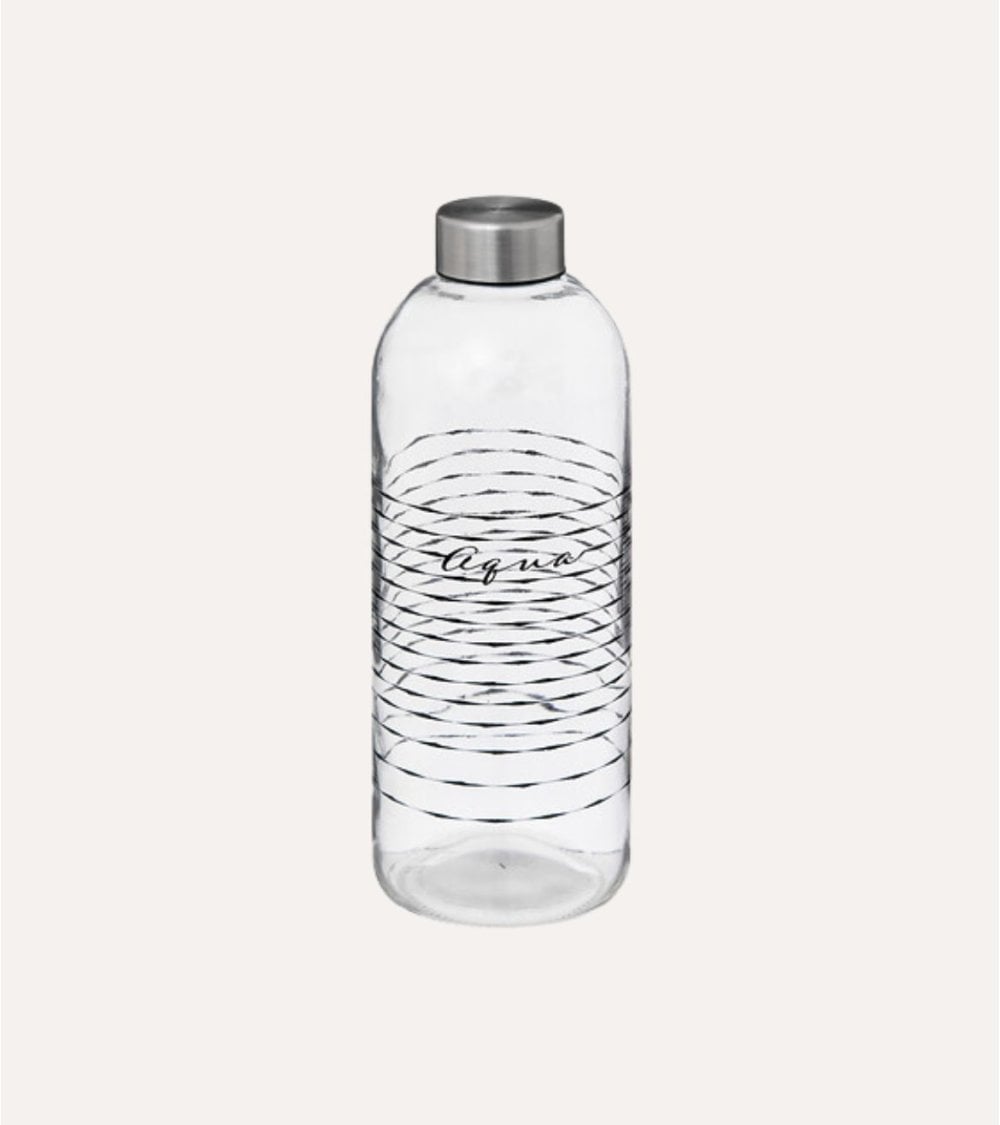 Botella Aqua de Vidrio con Tapa de Acero