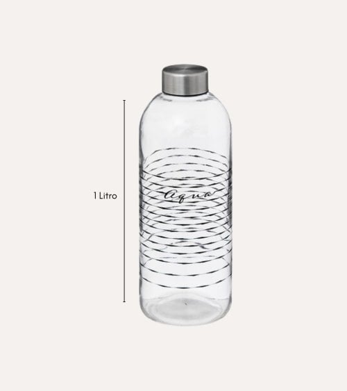 Botella Aqua de Vidrio con Tapa de Acero
