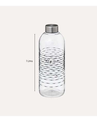 Botella Aqua de Vidrio con Tapa de Acero