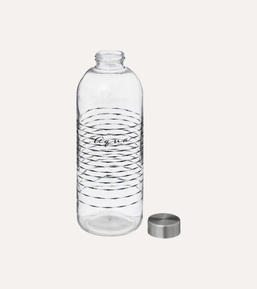 Botella Aqua de Vidrio con Tapa de Acero