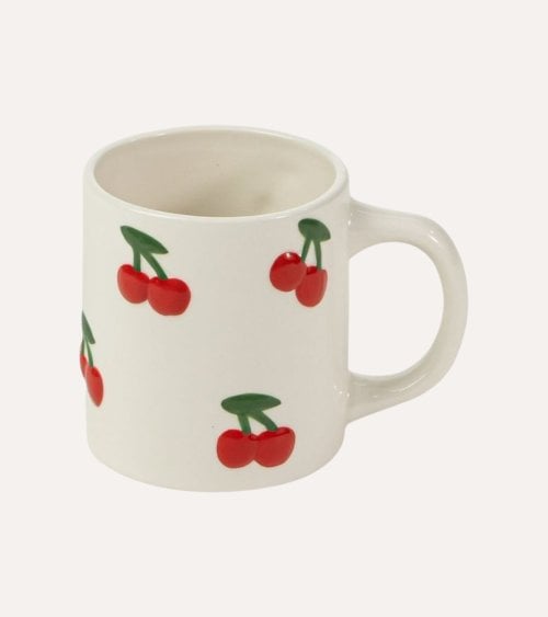 Taza Mug Cereza en Relieve de Cerámica