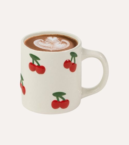 Taza Mug Cereza en Relieve de Cerámica