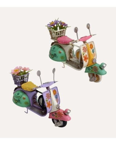 Figura Decorativa Scooter Hippie de Metal y Plástico