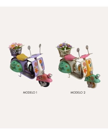 Figura Decorativa Scooter Hippie de Metal y Plástico