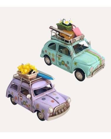 Figura Decorativa Coche Hippie de Metal y Plástico