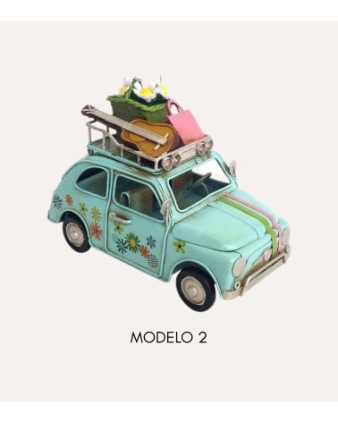 Figura Decorativa Coche Hippie de Metal y Plástico