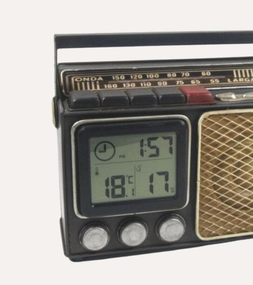 Hucha Radio Decorativa con Reloj de Metal