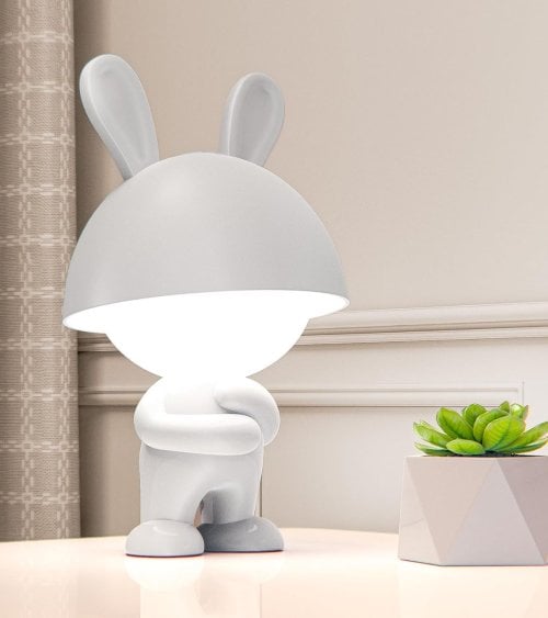 Lámpara de Mesa Infantil Conejo Posando con 8 Funciones