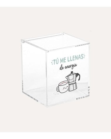 Caja Portacápsulas Me Llenas de Energía de Acrílico