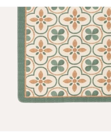 Alfombra de Cocina Teal Estilo Hidráulico de PVC