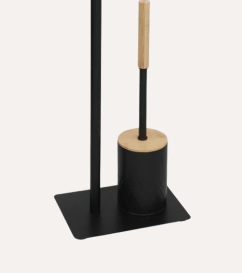 Portarrollos y Escobillero Ampu Bamboo de Metal y Bambú