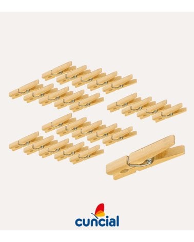 Set de 24 Pinzas Tradicional para Colgar Ropa de Madera