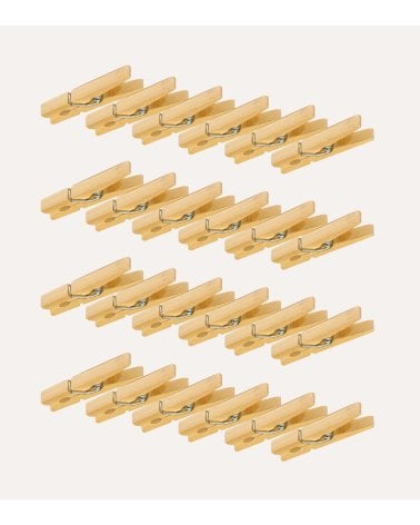 Set de 24 Pinzas Tradicional para Colgar Ropa de Madera
