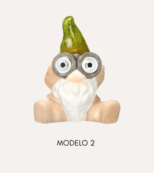 Figura Decorativa Solar Gnomo de Cerámica