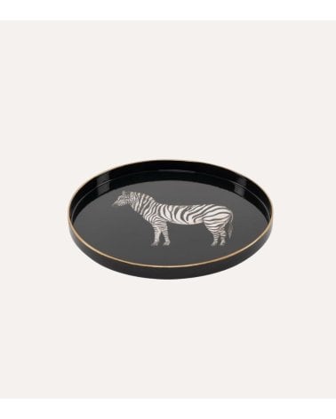 Bandeja Decorativa Redonda Cebra de Plástico