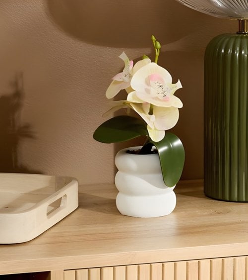 Orquídea Decorativa Mick con Maceta de Cemento