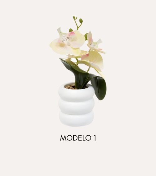Orquídea Decorativa Mick con Maceta de Cemento