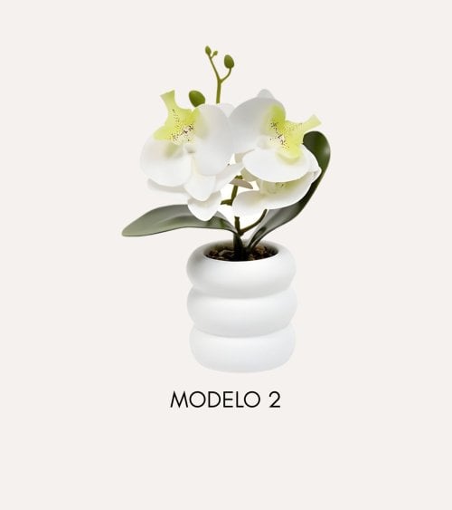 Orquídea Decorativa Mick con Maceta de Cemento