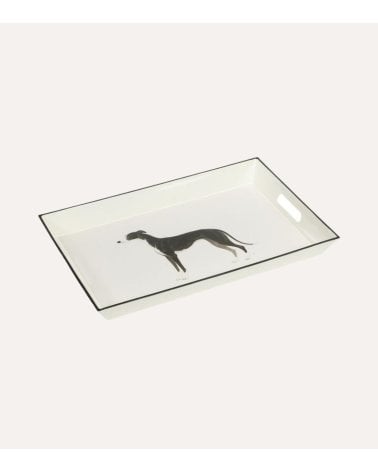 Bandeja Decorativa Perro Galgo con Asa de Plástico
