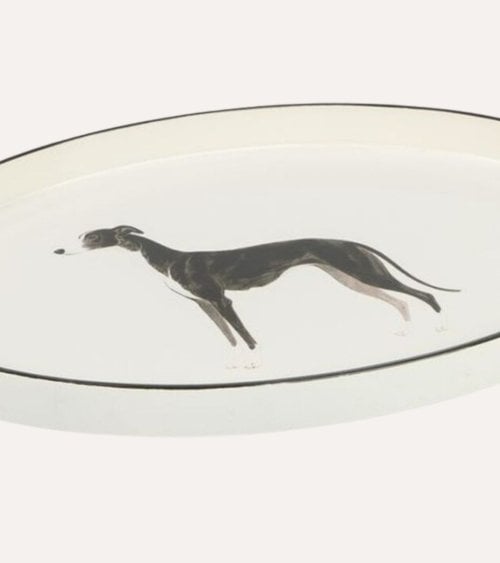 Bandeja Decorativa Oval Perro Galgo de Plástico