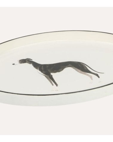 Bandeja Decorativa Oval Perro Galgo de Plástico