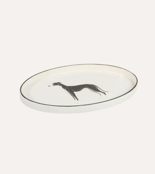 Bandeja Decorativa Oval Perro Galgo de Plástico