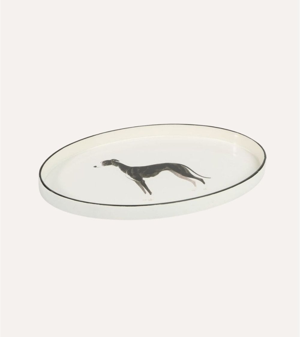 Bandeja Decorativa Oval Perro Galgo de Plástico