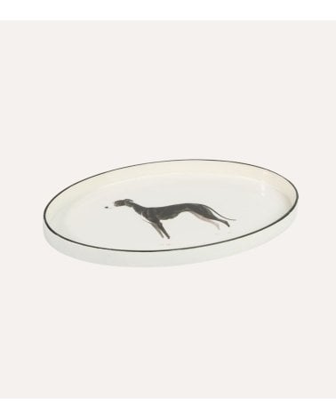 Bandeja Decorativa Oval Perro Galgo de Plástico