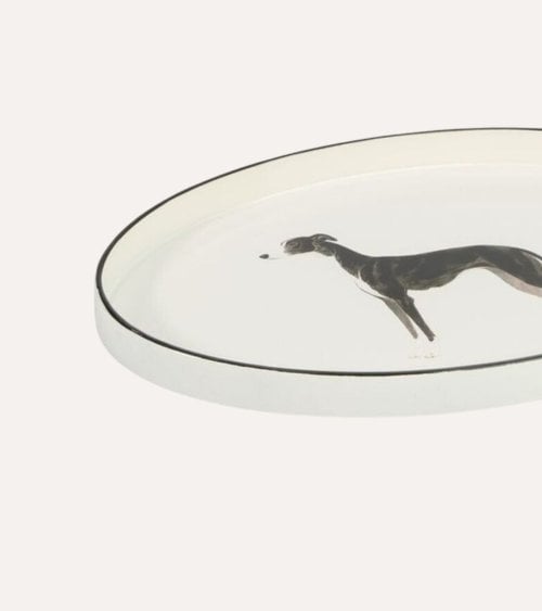 Bandeja Decorativa Oval Perro Galgo de Plástico