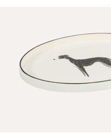 Bandeja Decorativa Oval Perro Galgo de Plástico