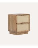 Mesita de Noche Natura de Madera de Mango y Yute