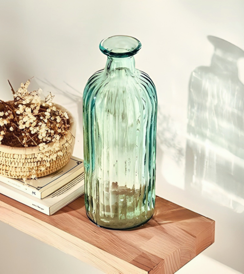 Botella Decorativa con Rayas de Cristal Reciclado