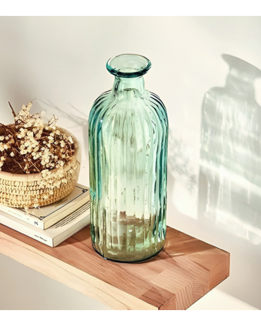 Botella Decorativa con Rayas de Cristal Reciclado