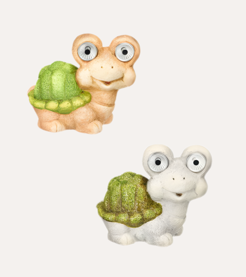 Figura Decorativa Tortuga Luz con Carga Solar de Cerámica