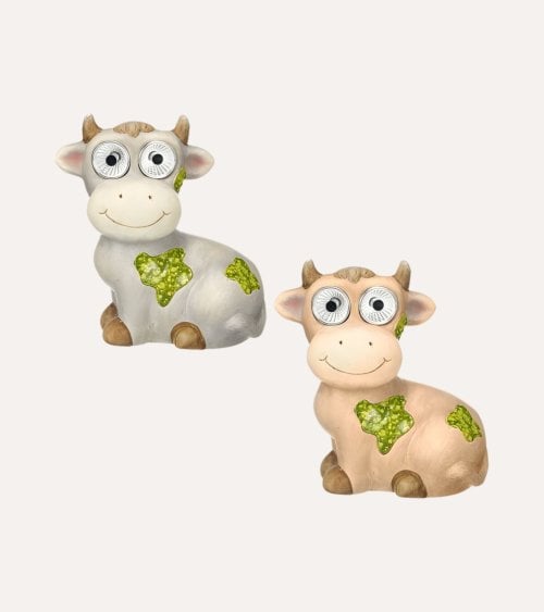 Figura Decorativa Solar Vaca de Cerámica