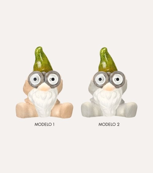 Figura Decorativa Solar Gnomo de Cerámica