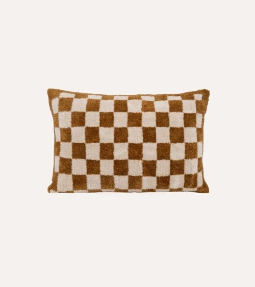 Cojín Rectangular Itha a Cuadros Borreguillo de Poliéster
