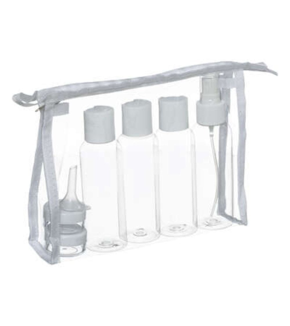 Neceser Transparente de Viaje con Tarros Reutilizables