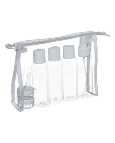 Neceser Transparente de Viaje con Tarros Reutilizables