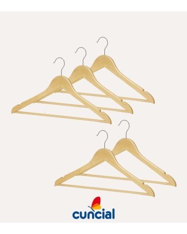 Set de 5 Perchas de Madera con Gancho Giratorio