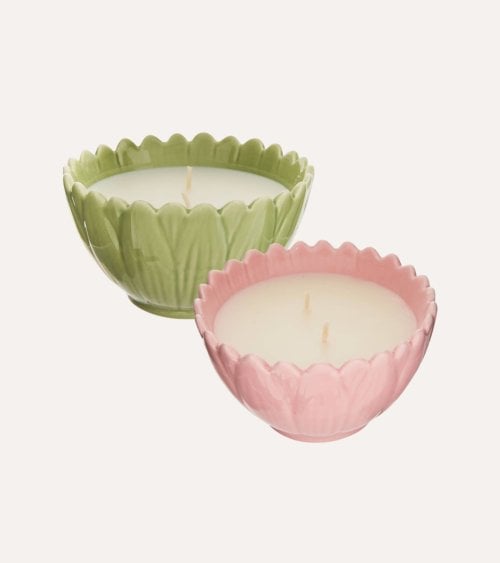 Vela Aromática Flor de Rosa en Recipiente de Dolomita