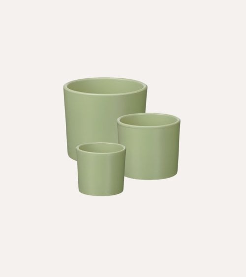 Maceta Cilíndrica Bordes Redondeados de Cerámica