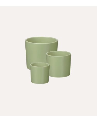 Maceta Cilíndrica Bordes Redondeados de Cerámica