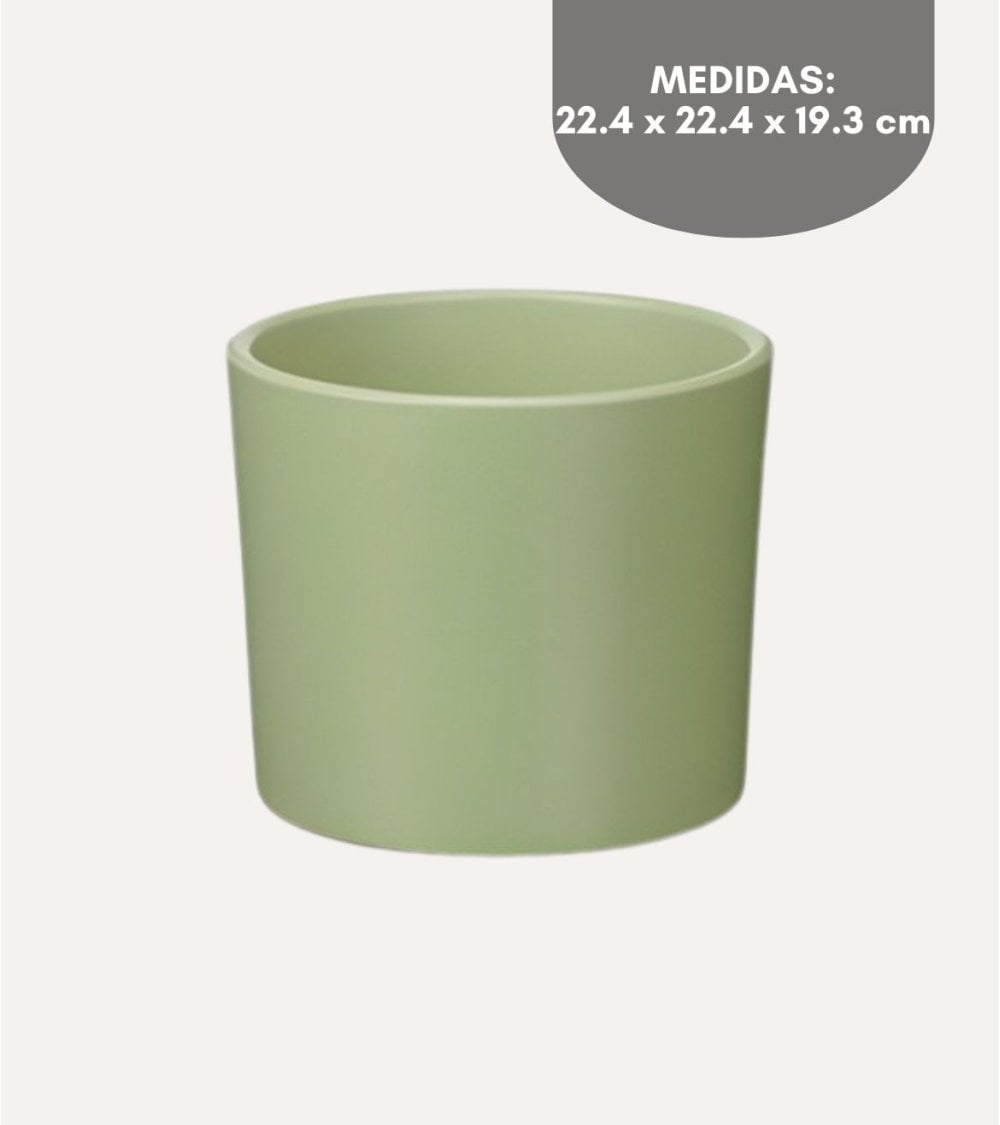 Maceta Cilíndrica Bordes Redondeados de Cerámica