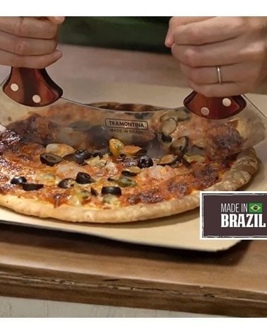 Cuchillo para Queso Mezzaluna con 2 Mangos de Acero Inoxidable