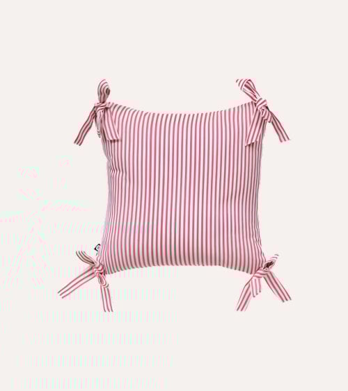 Cojín Flor de Rosa Rayado de Poliéster