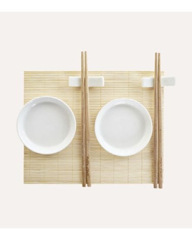 Set de 7 Piezas para Sushi Menú de Bambú y Cerámica