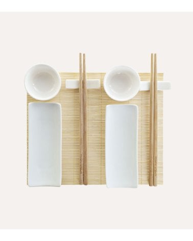 Set de 9 Piezas para Sushi Menú de Bambú y Cerámica