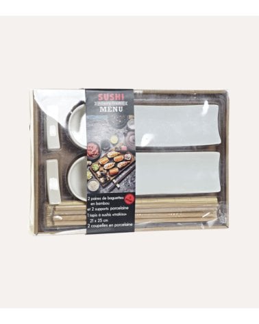Set de 9 Piezas para Sushi Menú de Bambú y Cerámica