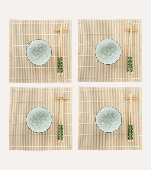 Set de 16 Piezas para Sushi de Bambú y Gres